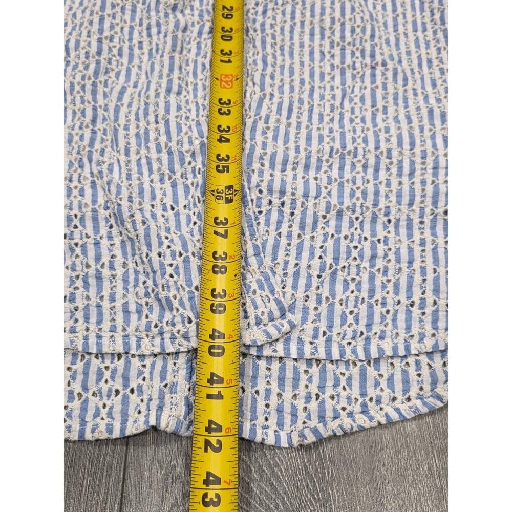 Anthropologie Blue Striped Eyelet Collared Button Midi Shirt Dress Sz 6 A008056 - Picture 2 of 12